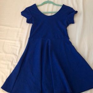 Planet Gold Blue Textured Skater Dress